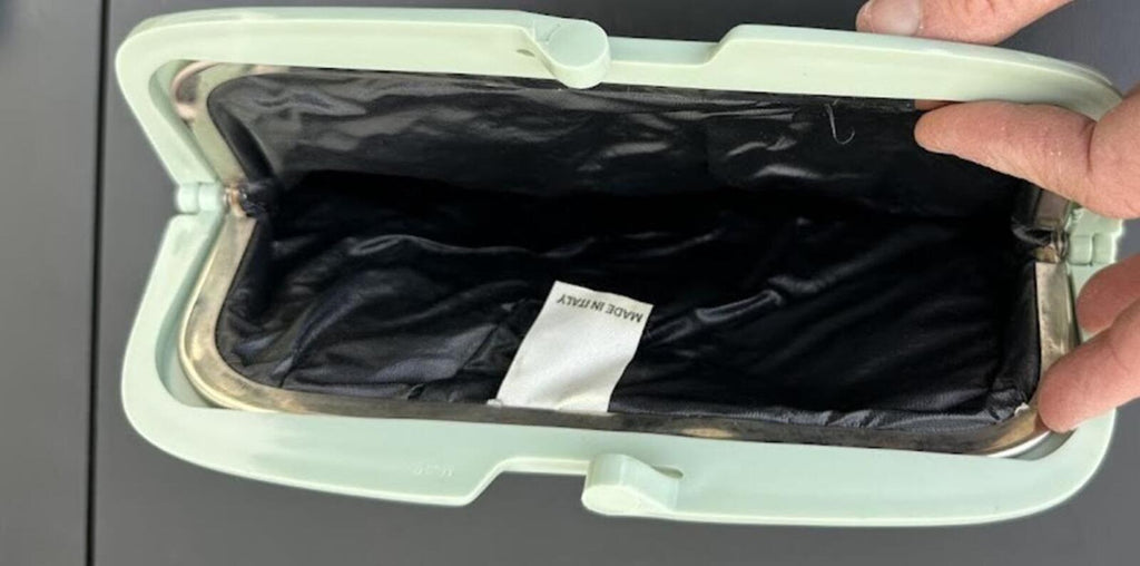 Vintage Italian Mint Leather Clutch Frame Bag