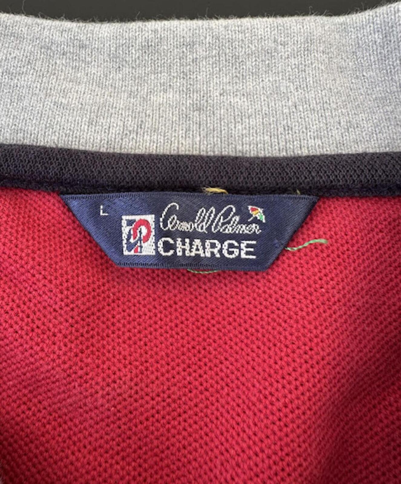 : Arnold Palmer Charge Polo Shirt L Navy Stripe Collar