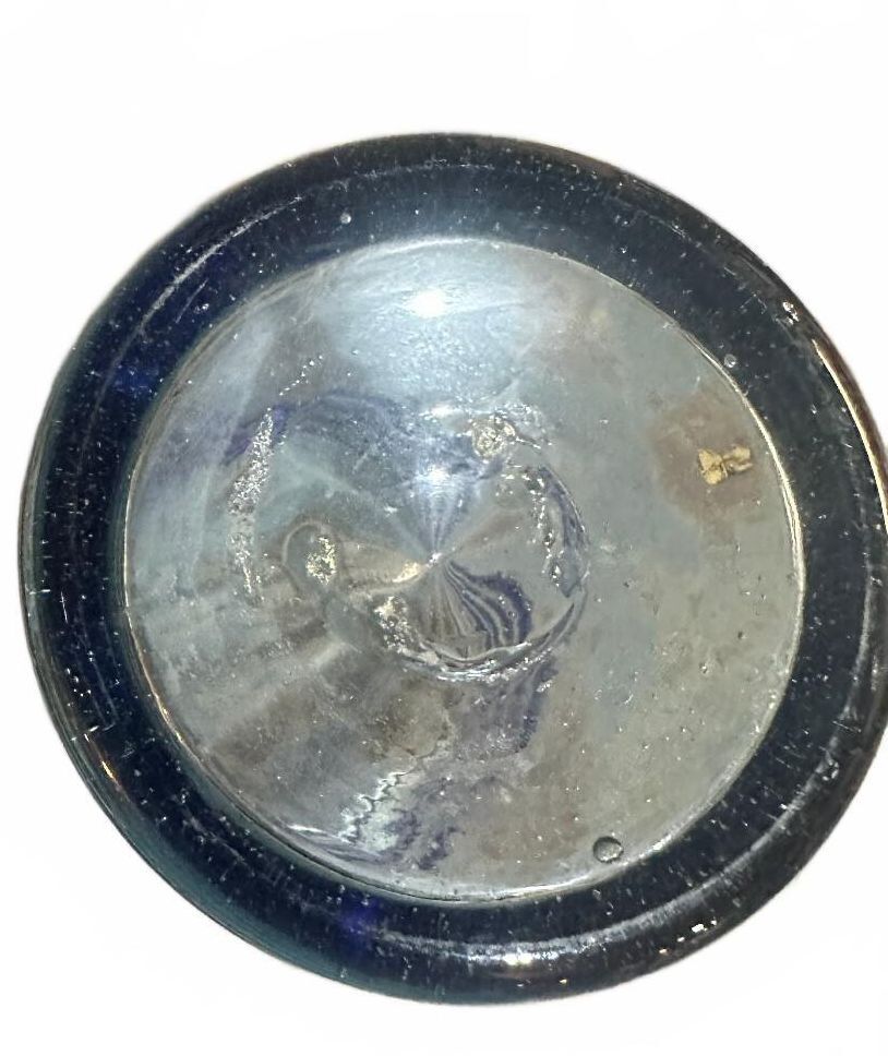Hand Blown Clear Glass Tumbler Cobalt Blue Spiral Rings