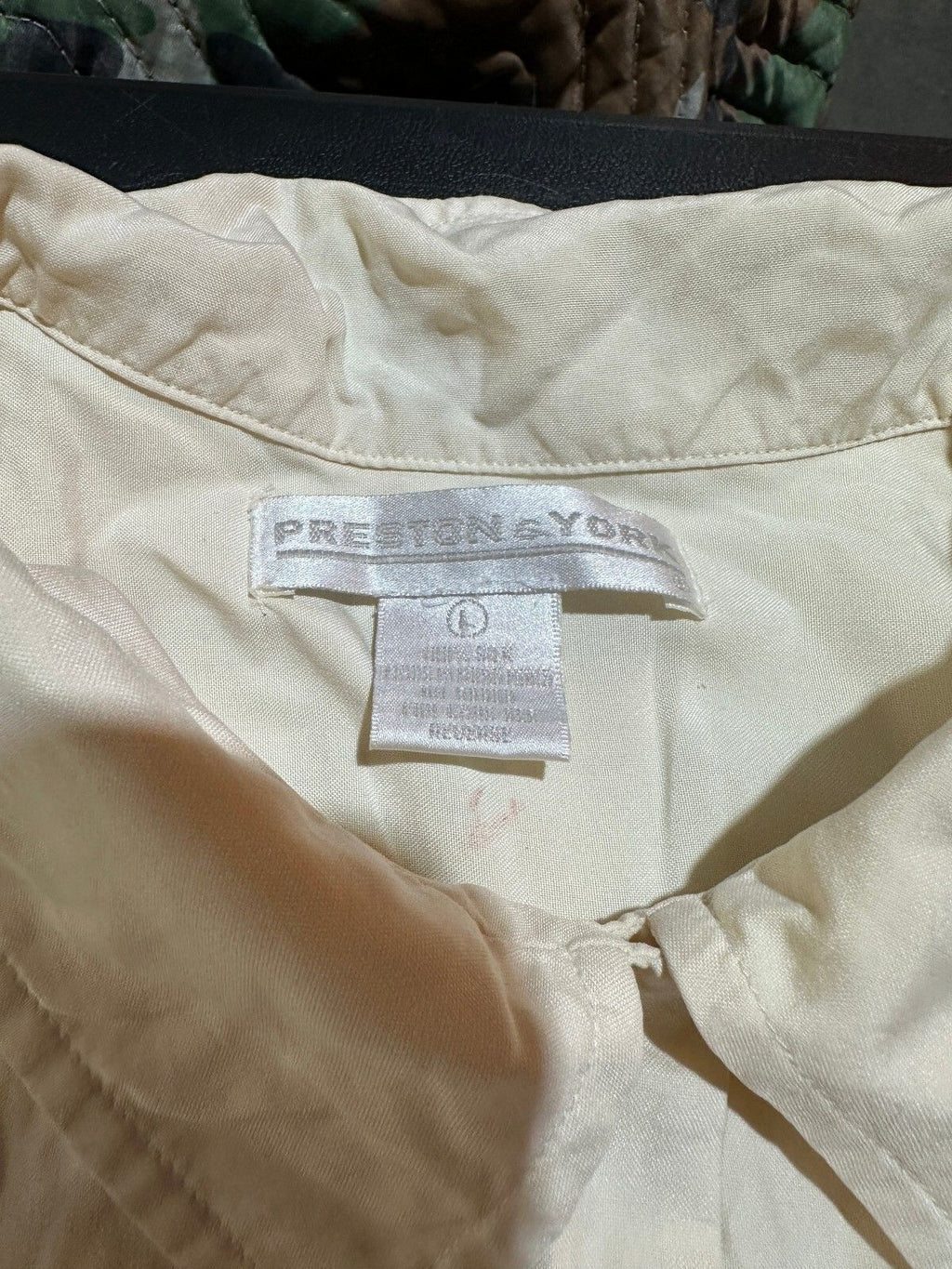 Preston & York Cream 100% Silk Button Shirt