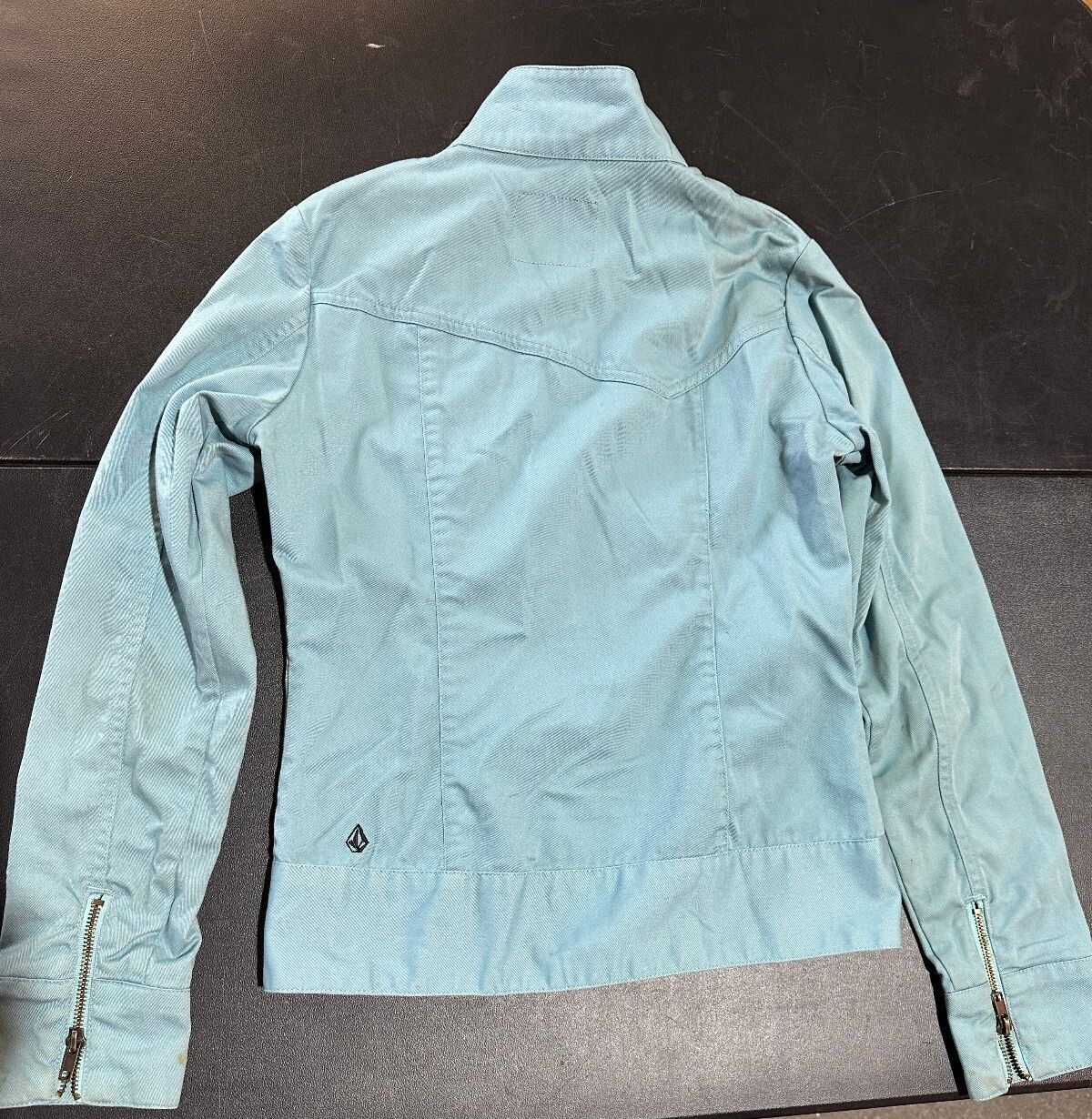 Volcom Women's Blue Moto Jacket XS Zip Cuffs