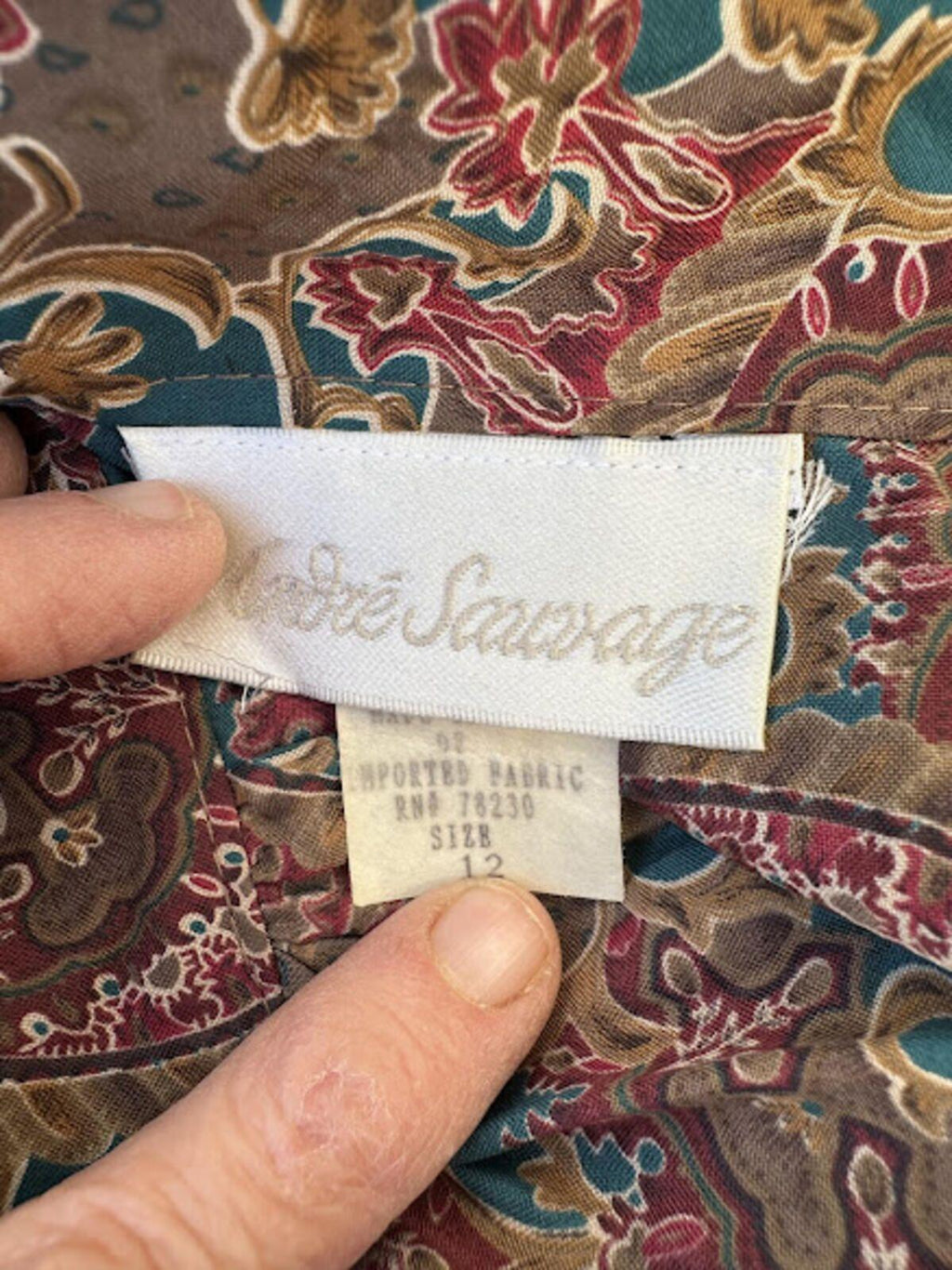 Vintage Écrin Sauvage Silk Paisley Blouse USA Sz 12