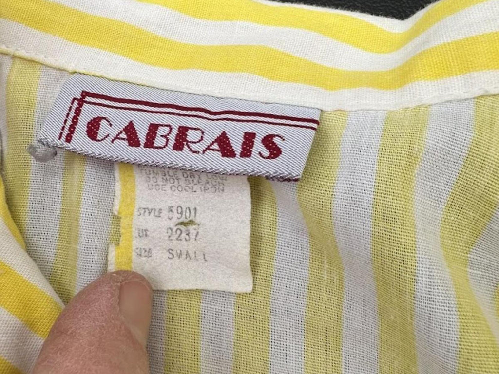 Vintage Cabrais Yellow Stripe Shirt Dress Small