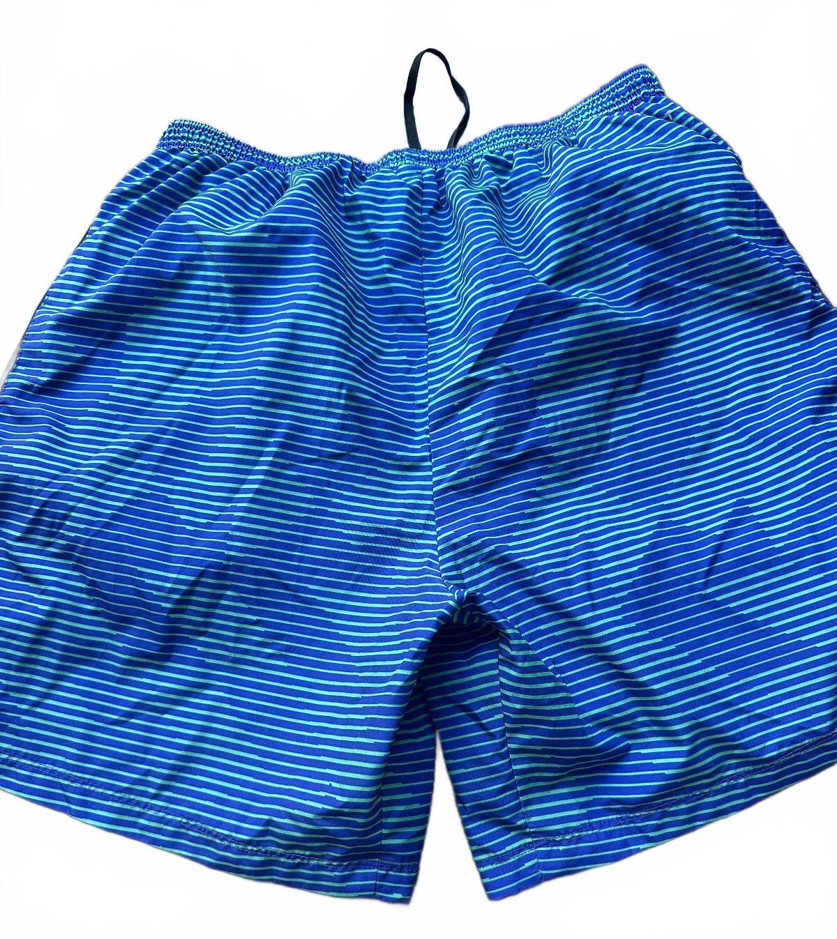 Nike Dri-FIT Blue Green Striped Swim Trunks L