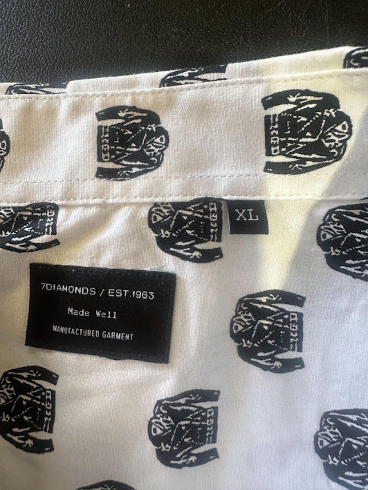 7 Diamonds All-Over Leather Jacket Print Shirt XL