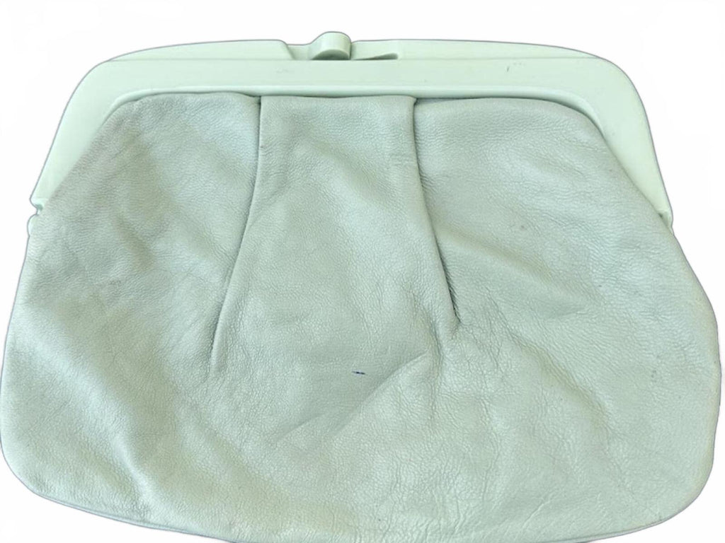 Vintage Italian Mint Leather Clutch Frame Bag