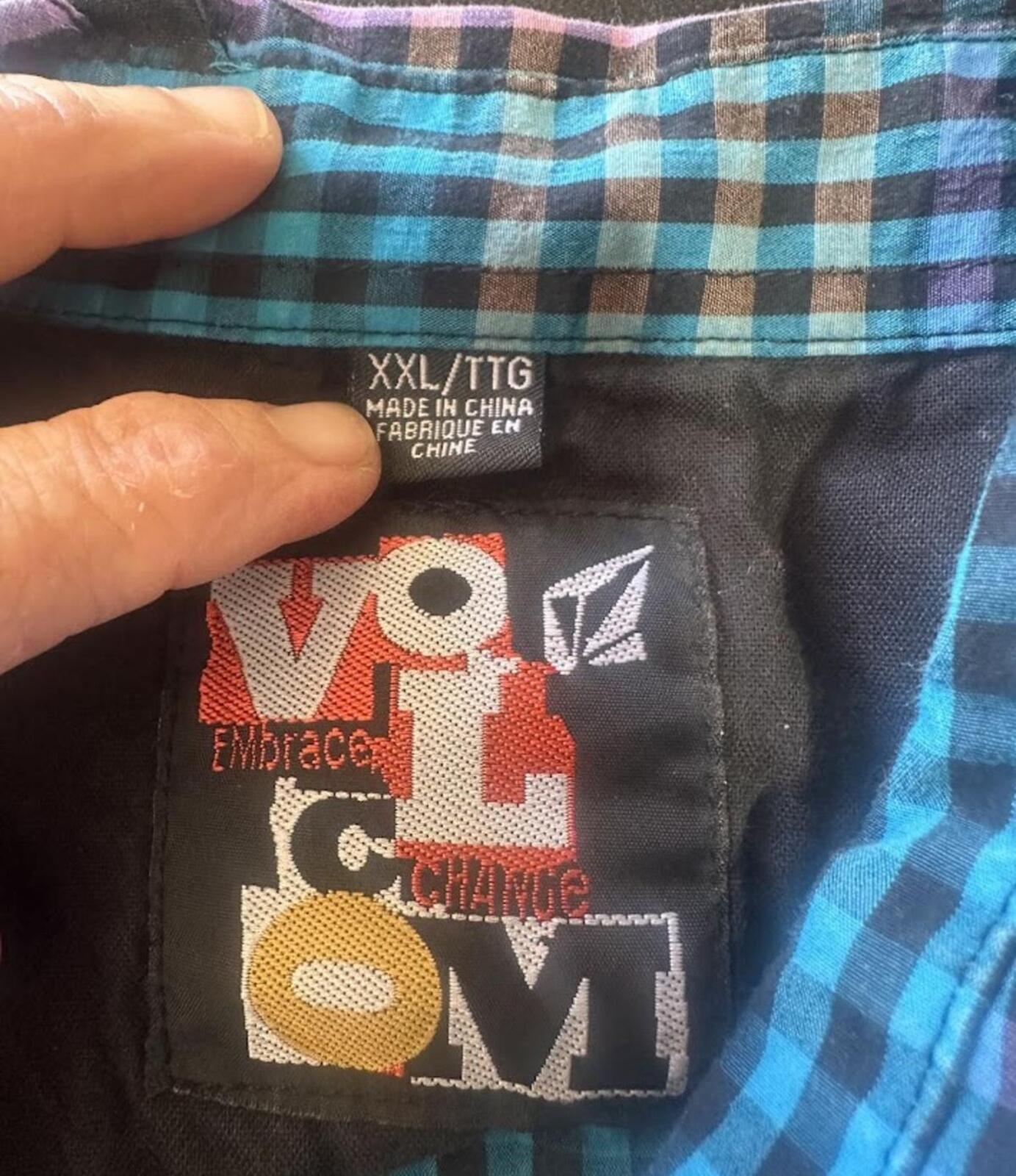 Volcom Plaid Check Button Front Shirt XXL