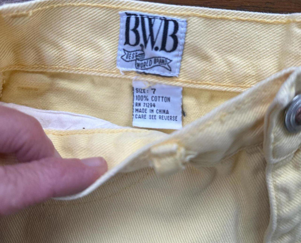 Vintage BWB Yellow Denim Shorts USA Sz 7