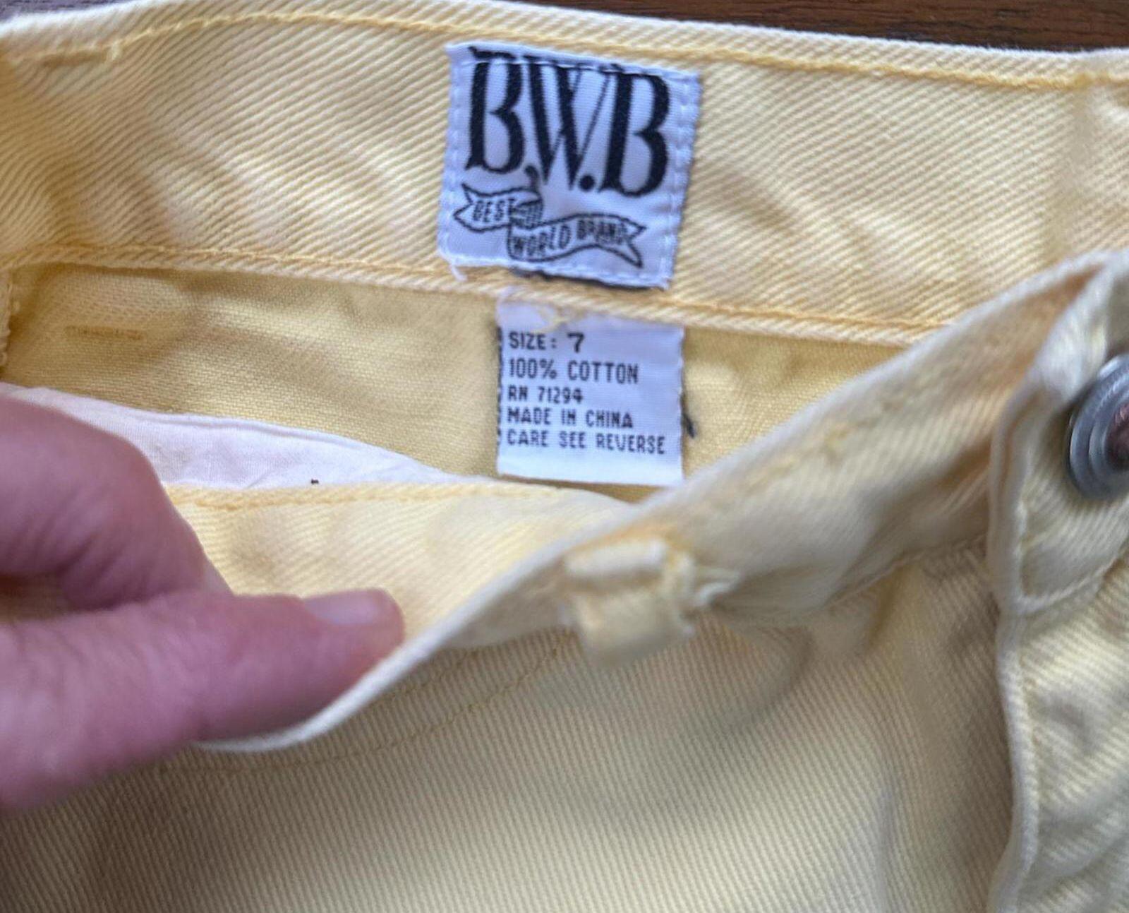 Vintage BWB Yellow Denim Shorts USA Sz 7