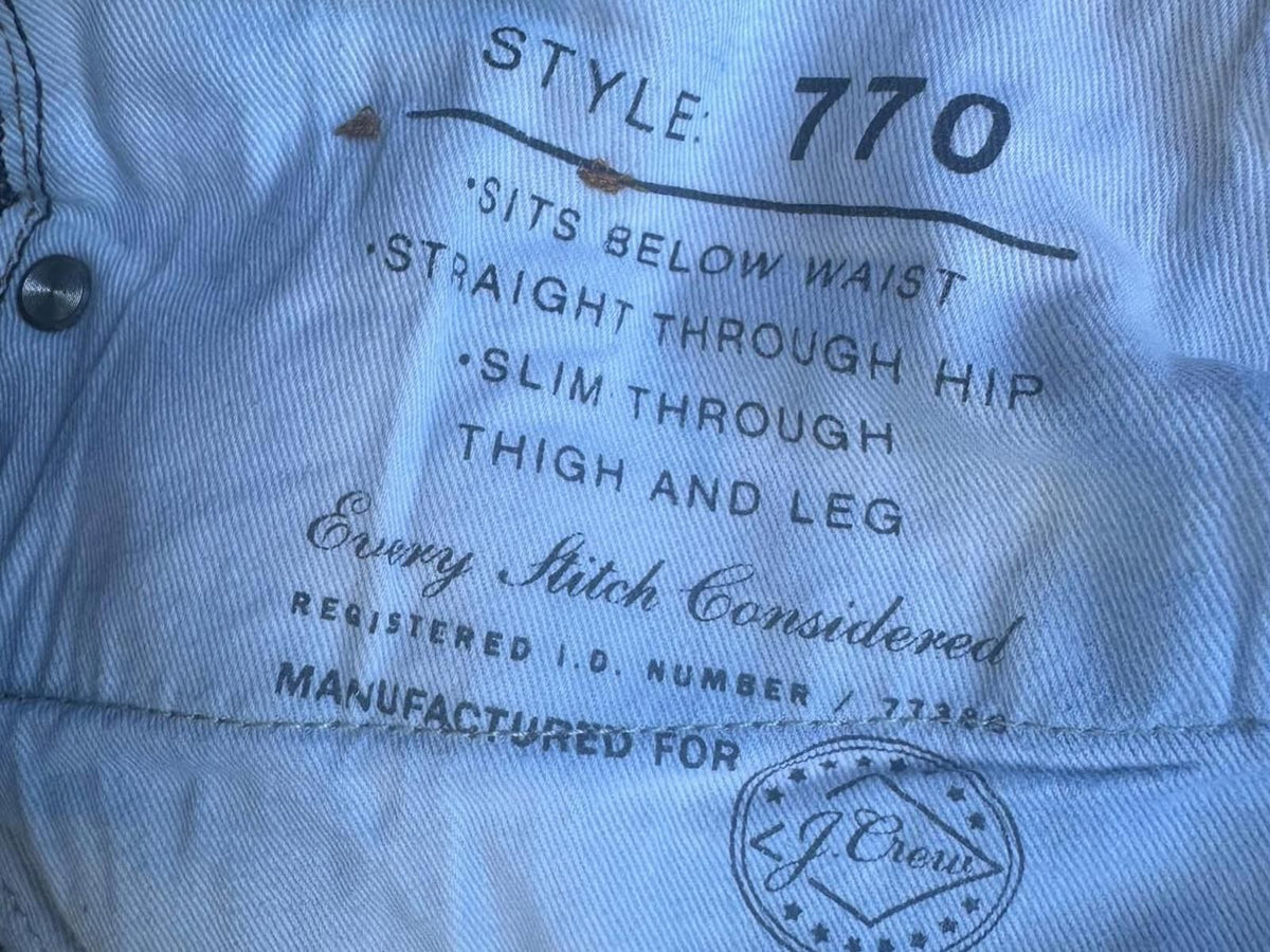 J.Crew 770 Jeans 36x32 Kaihara Japanese Denim Slim Straight