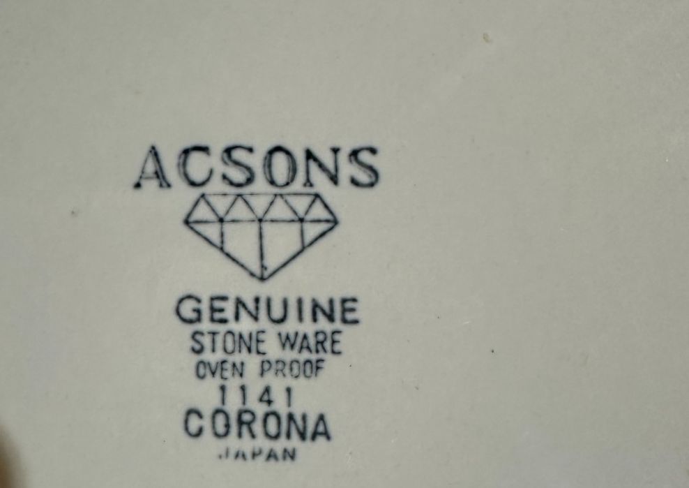 Vintage Acsons Corona 1141 Stoneware Bowl Plate Japan