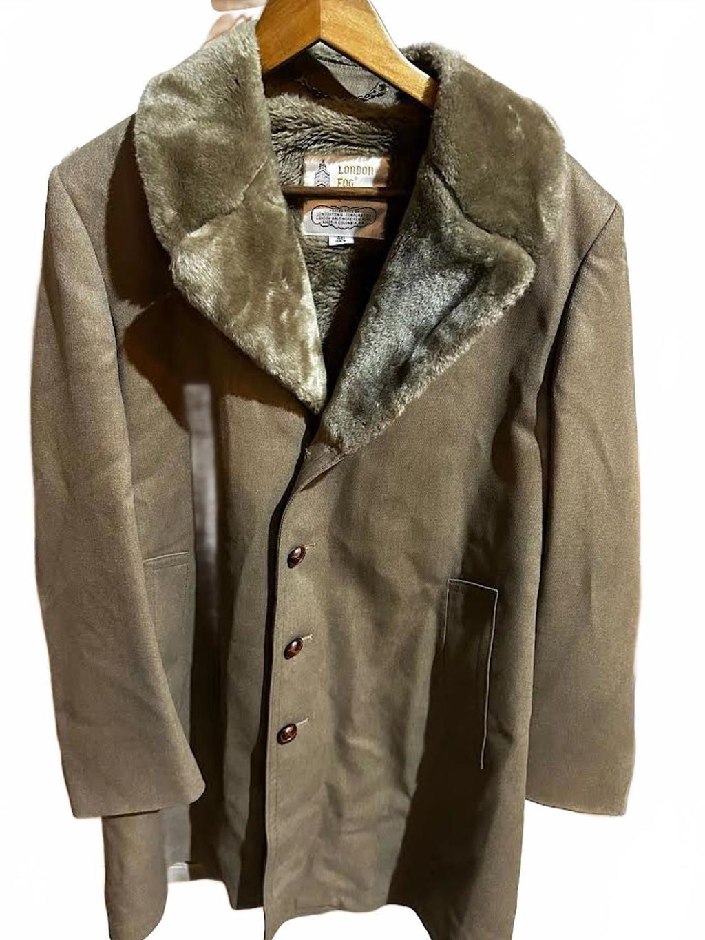 Vintage London Fog 40R Faux Fur Lined Overcoat Colombia