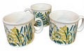 3 Vintage Staffordshire England Floral Mugs 1970s