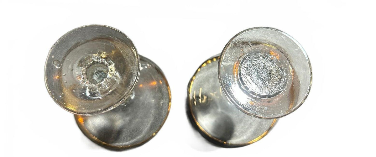 2 Vintage Gold Rim Champagne Coupe Sherbet Glasses