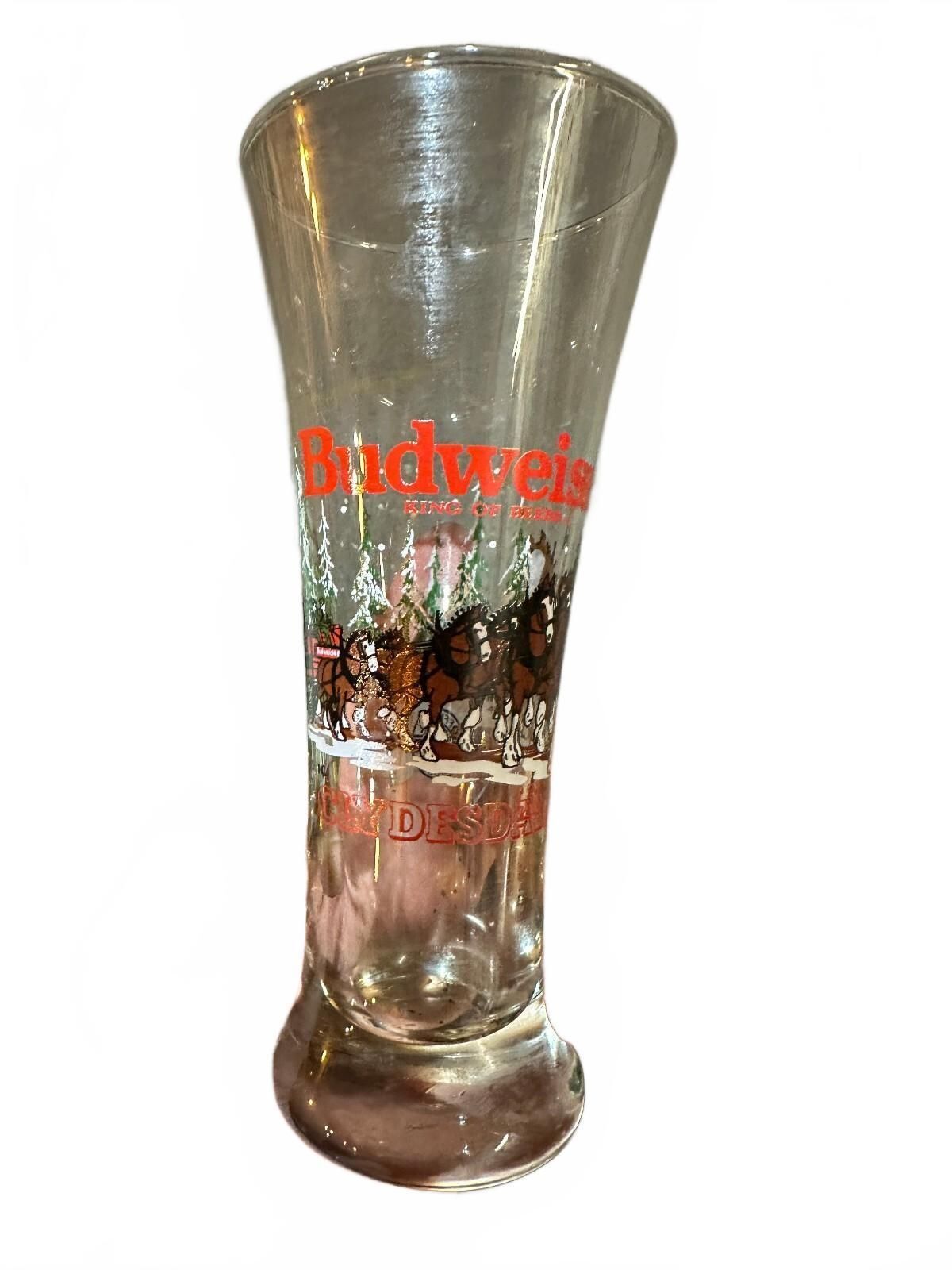 1989 Budweiser Clydesdales Christmas Pilsner Glass