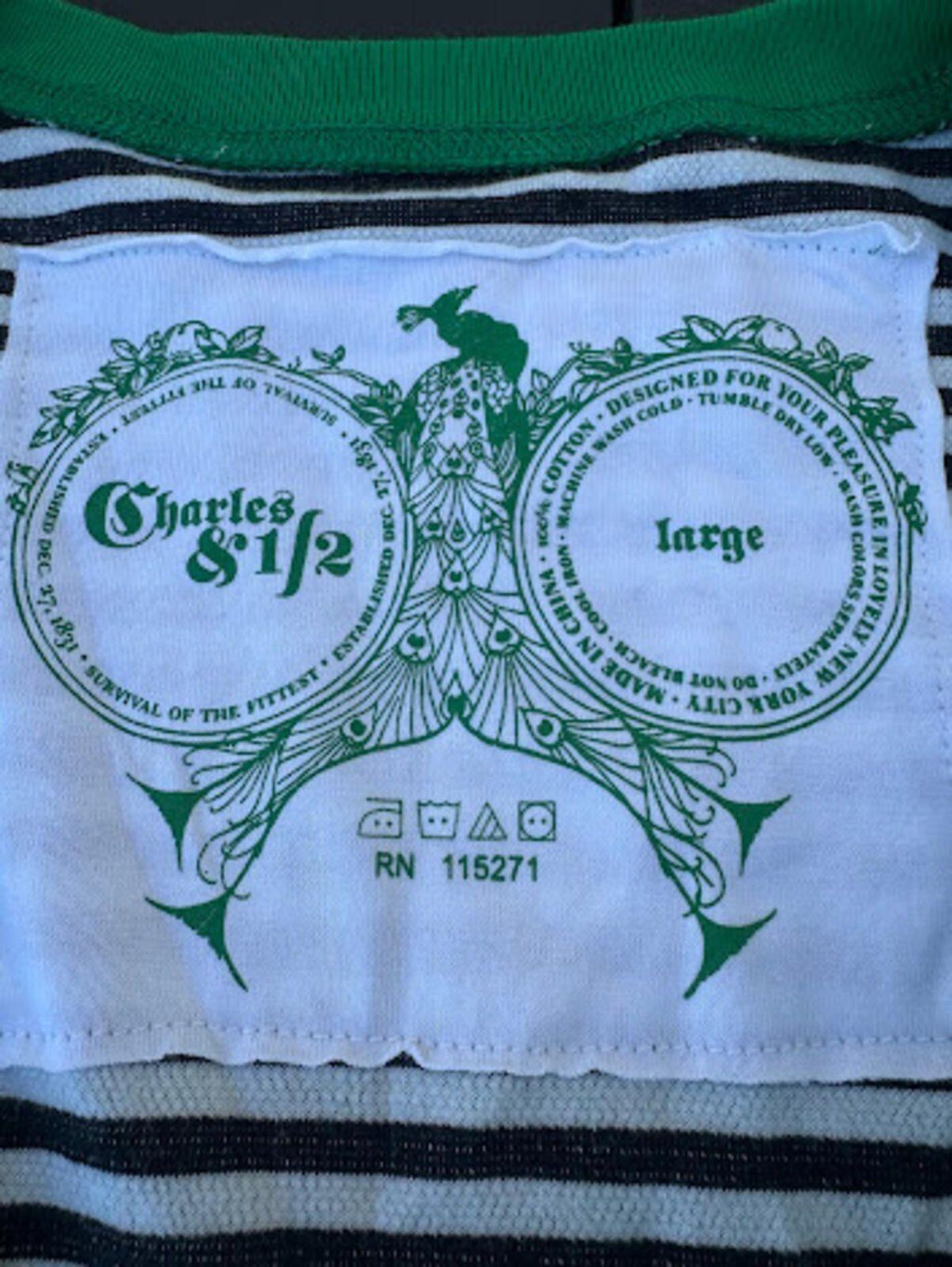 Charles & 1/2 Green Cotton Cardigan Large