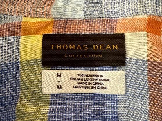 Thomas Dean Linen Plaid Shirt Men's XL