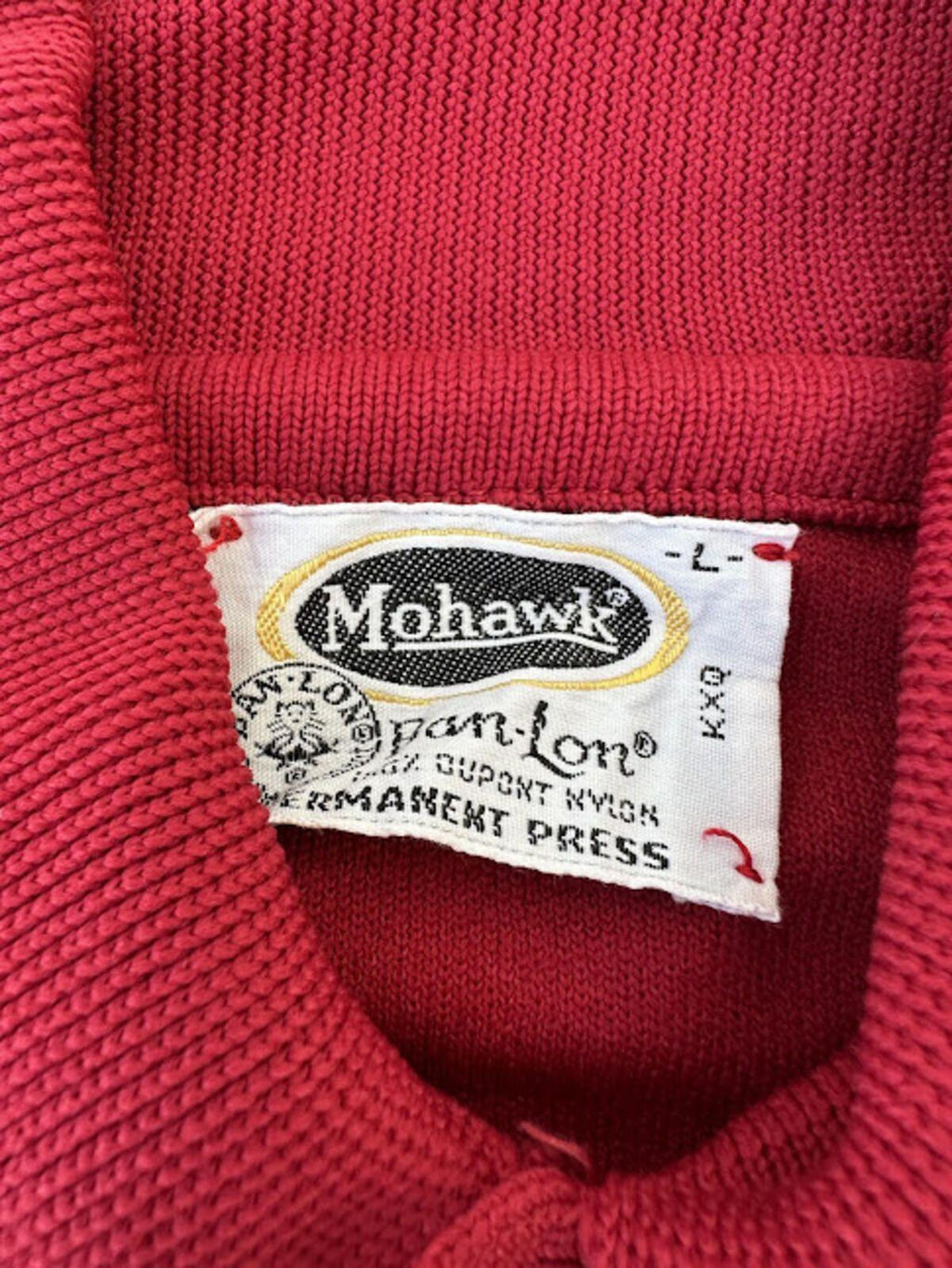 Vintage Banlon Knit Polo Shirt Red Mohawk L