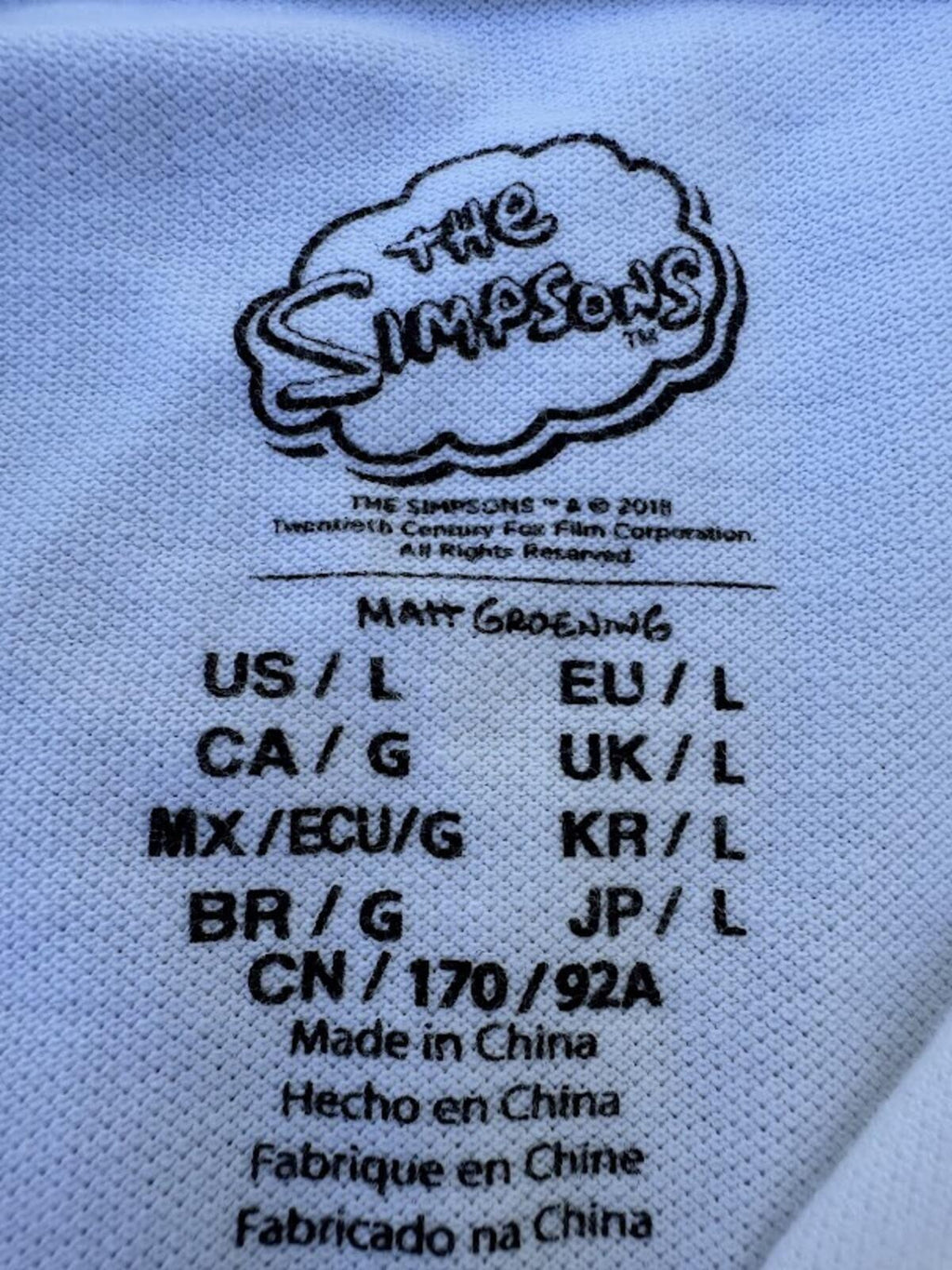 Simpsons Homer Polo Shirt Cropped White L