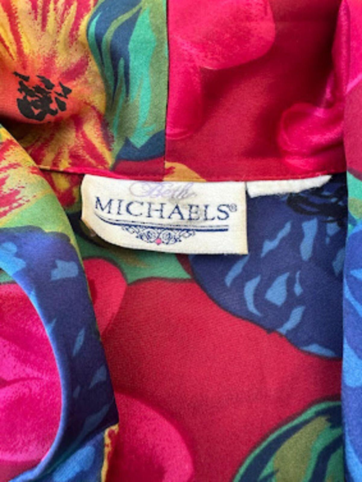 Beth Michael's Silk Floral Wrap Robe Vintage