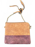 Colorblock Leather Crossbody Bag Brown Burgundy