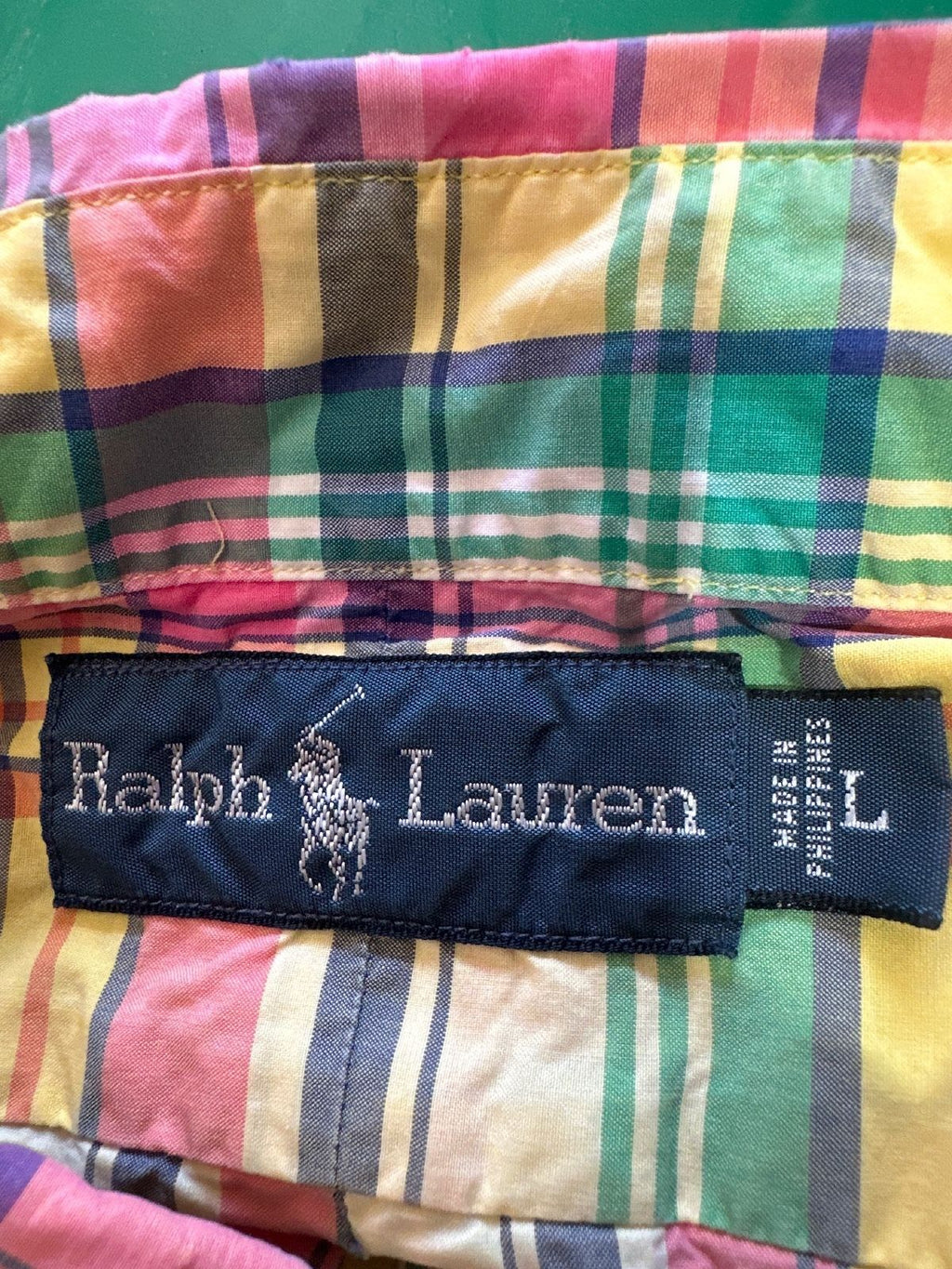 Ralph Lauren Men's Yellow Multicolor Plaid Shirt L