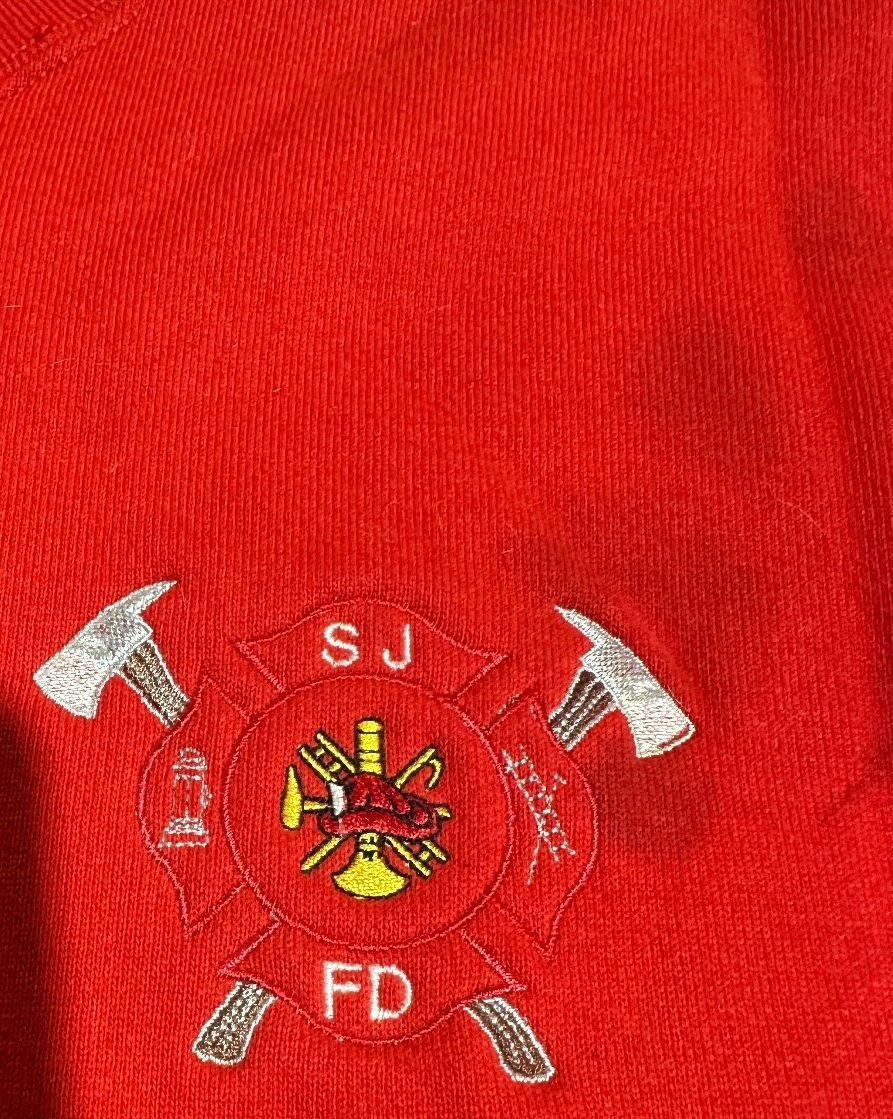 Vintage SJFD Fire Department Red Sweatshirt XL USA