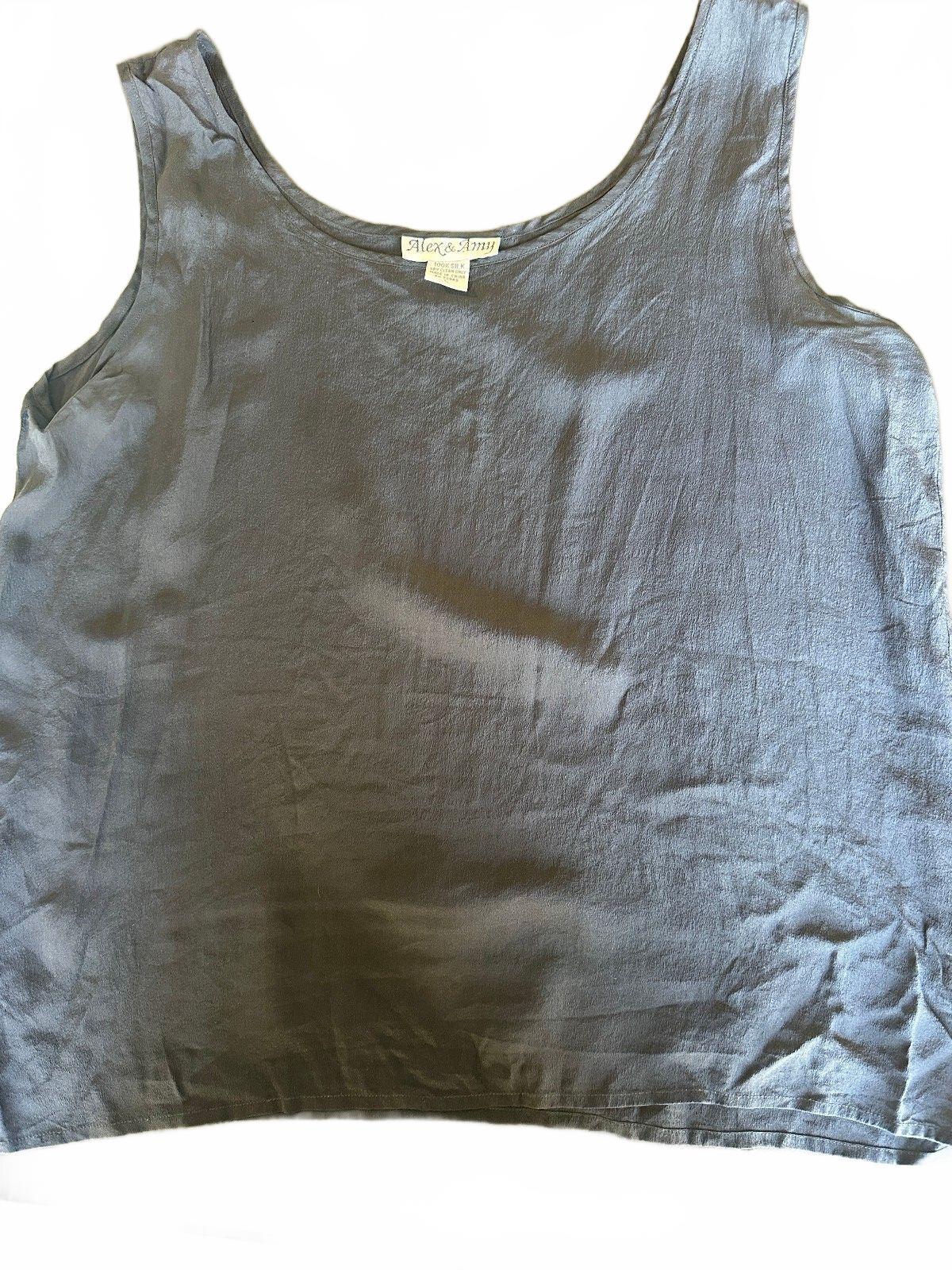 Alex & Amy Black 100% Silk Tank Top Large