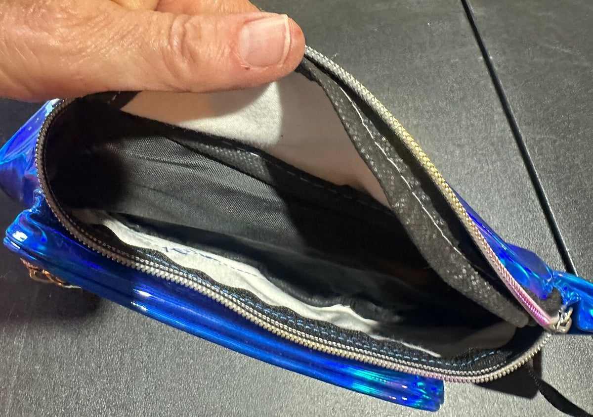 Blue Holographic Nylon Fanny Pack Festival Belt Bag