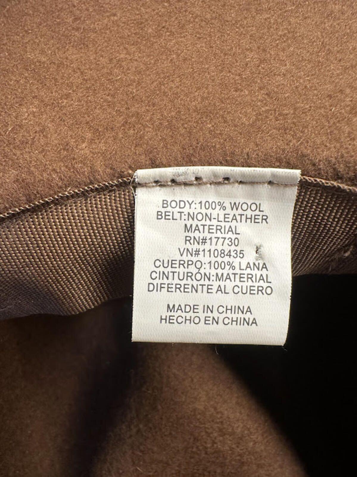 Brown Wool Felt Wide Brim Western Hat Pleather Band