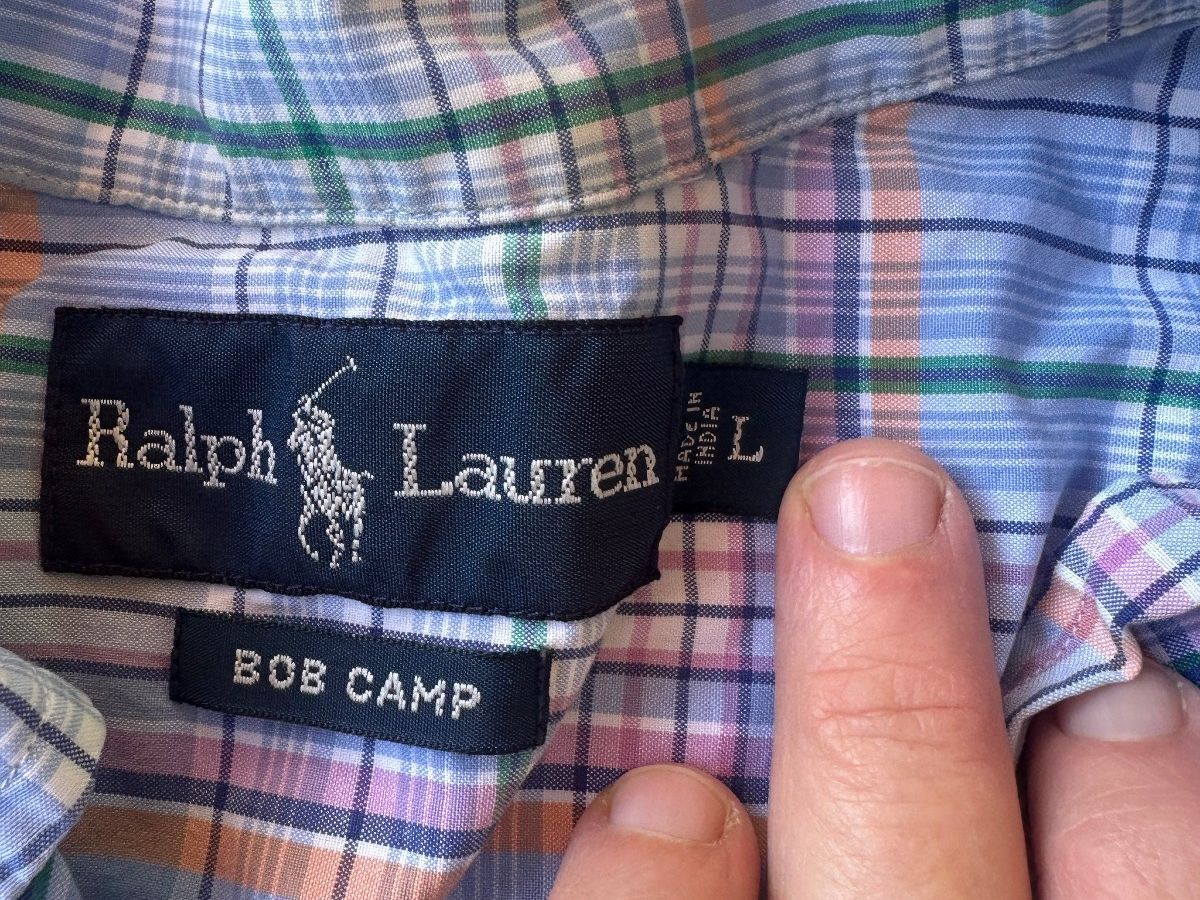 Ralph Lauren Bob Camp Large Blue Madras Plaid Shirt