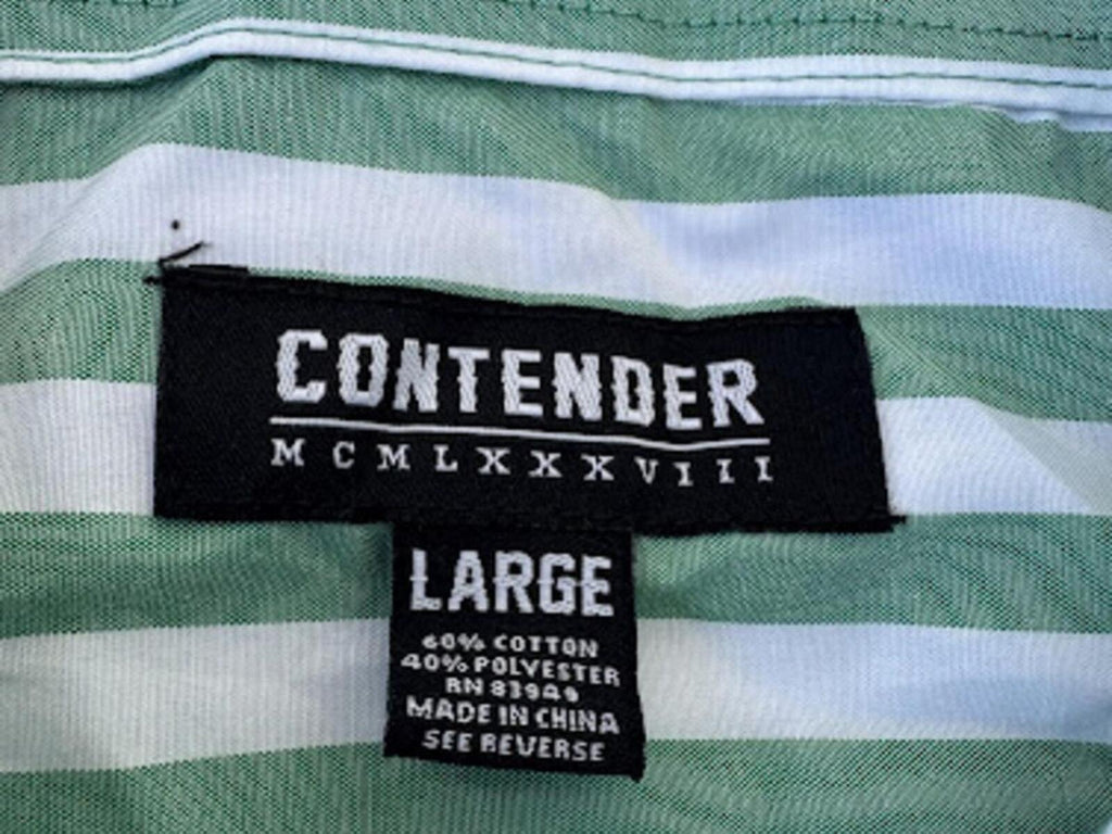 Contender Green White Stripe Button Shirt NWT large