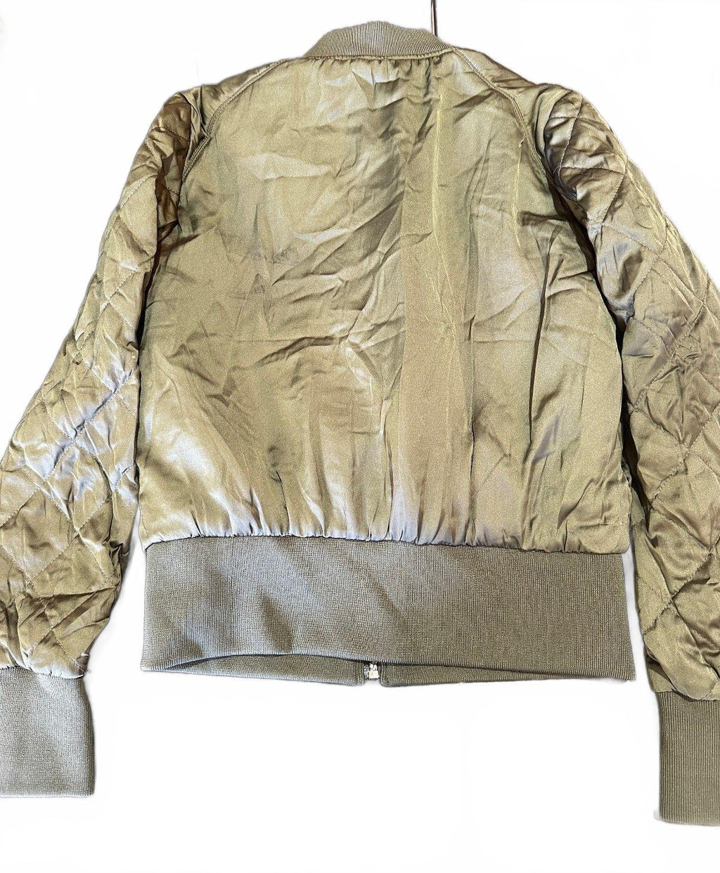 H&M Divided Olive Green Satin Quilted Bomber Jacket 6