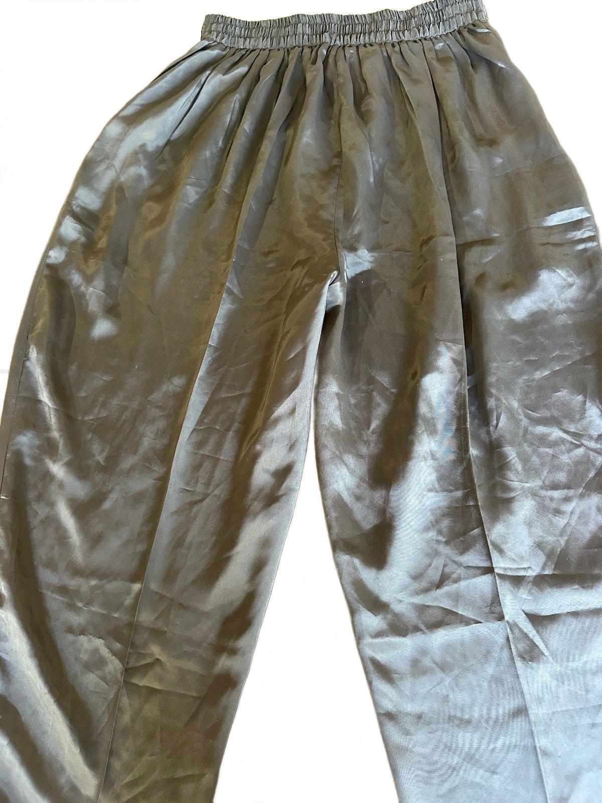 Black Silk Wide Leg Pull-On Pants Women's S