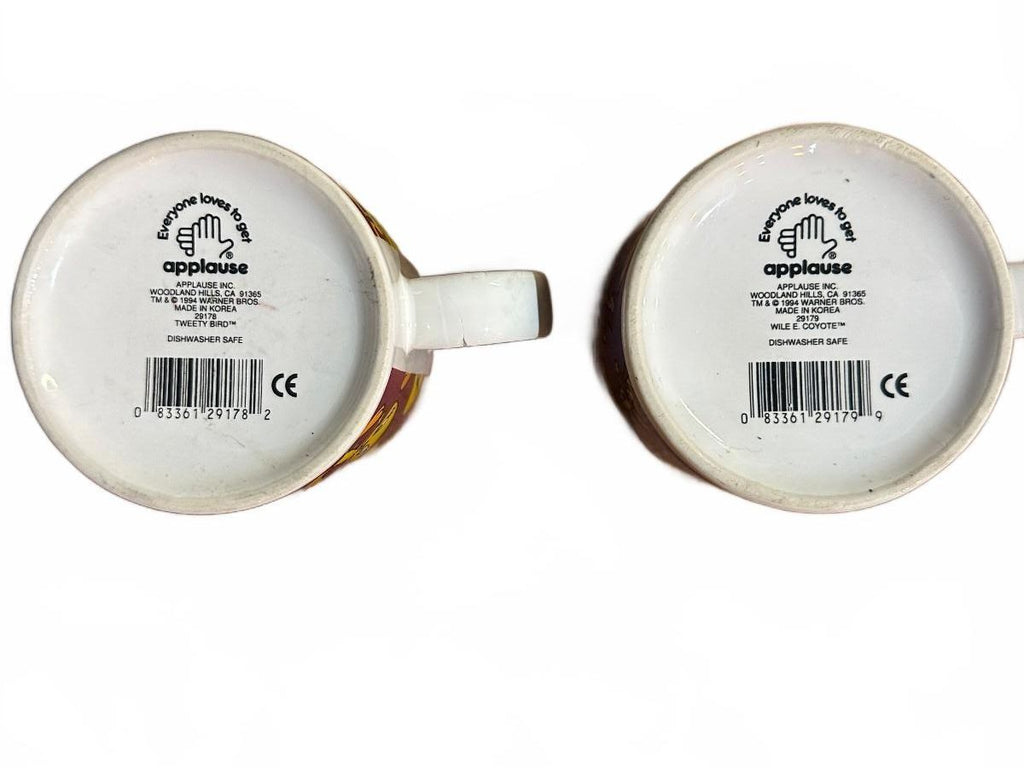 1994 Applause Looney Tunes Tweety Wile E Coyote Mugs