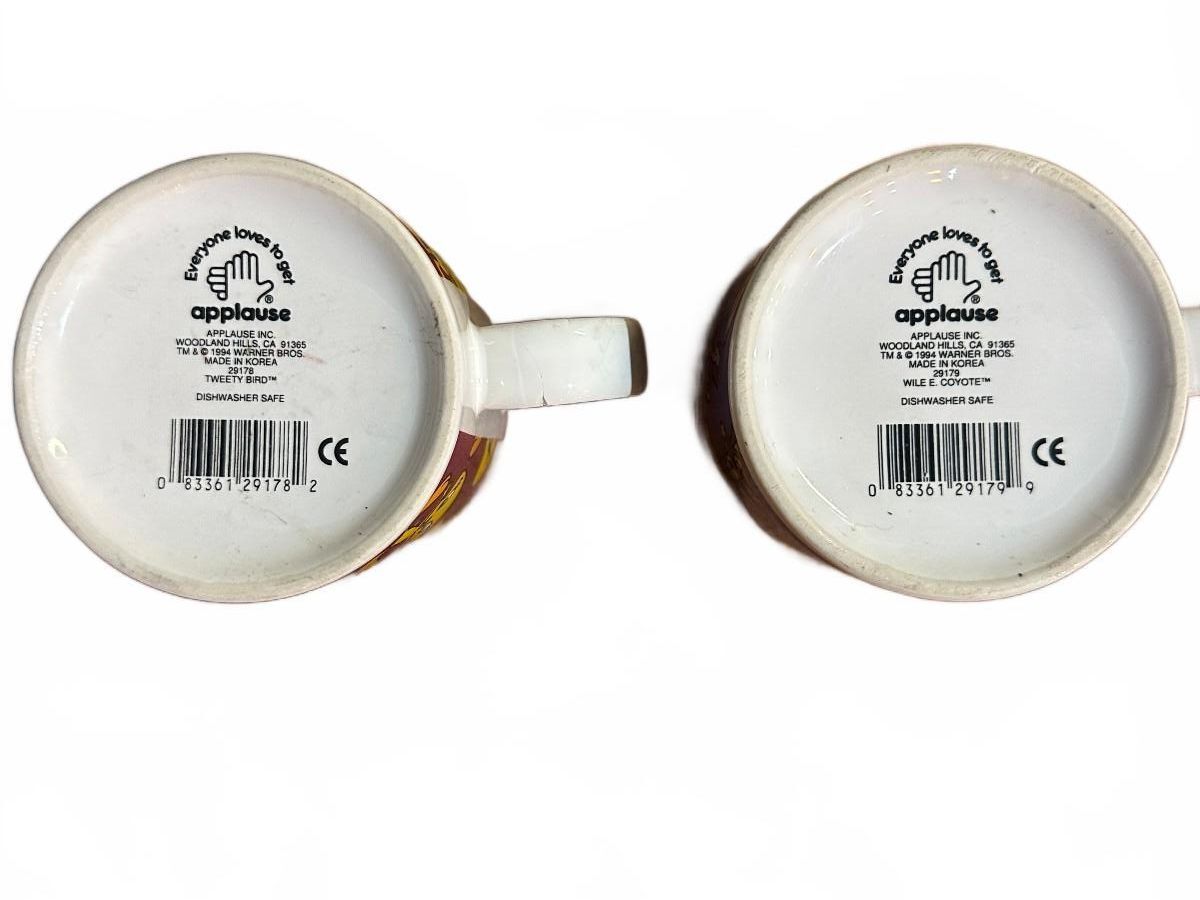 1994 Applause Looney Tunes Tweety Wile E Coyote Mugs