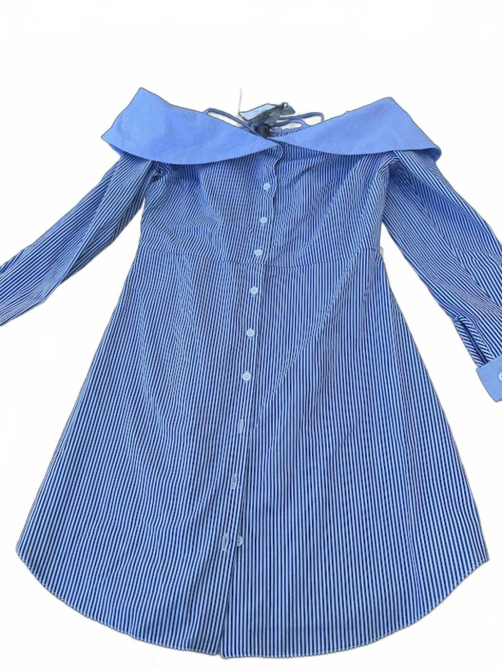 Topshop Blue Stripe Cold Shoulder Dress
