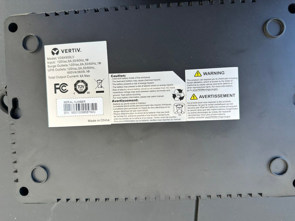 Vertiv 600VA UPS Battery Backup VDESK600LV