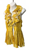 Rachel Roy Size 4 Yellow Pleated Ruffle Sleeveless Top