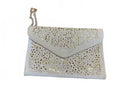 White Gold Laser Cut Envelope Clutch Purse