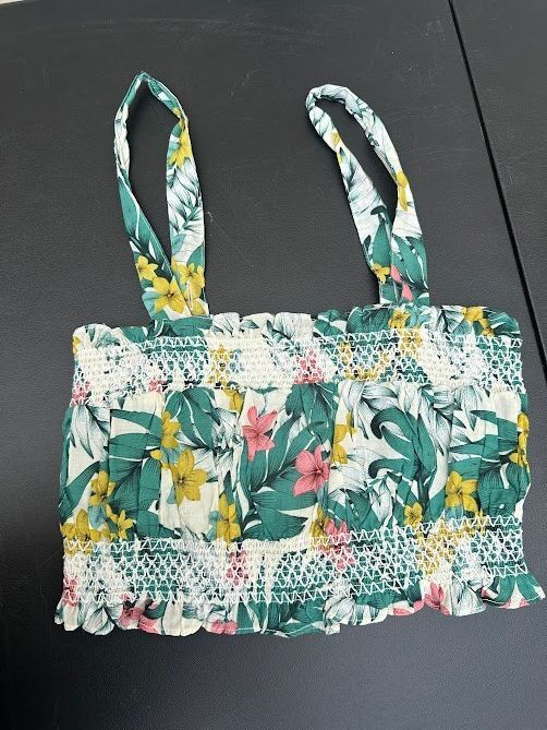 Tropical Smocked Crop Cami Top