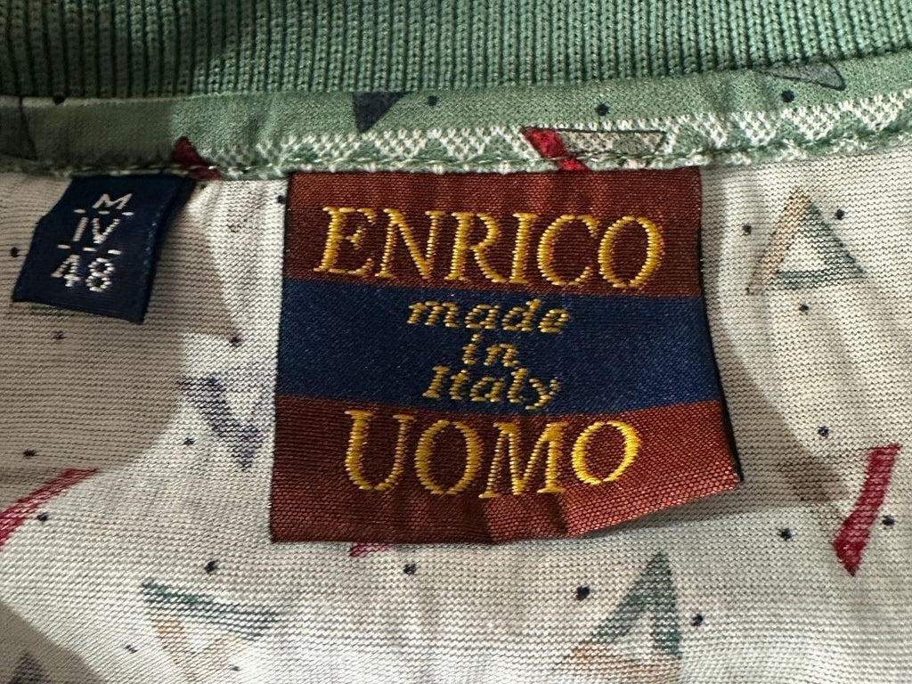 Enrico Uomo Cotton Geometric Polo Shirt Medium
