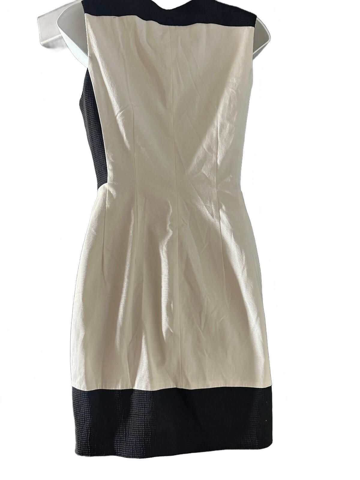 Bebe Black Cream Zip Sheath Dress Size S