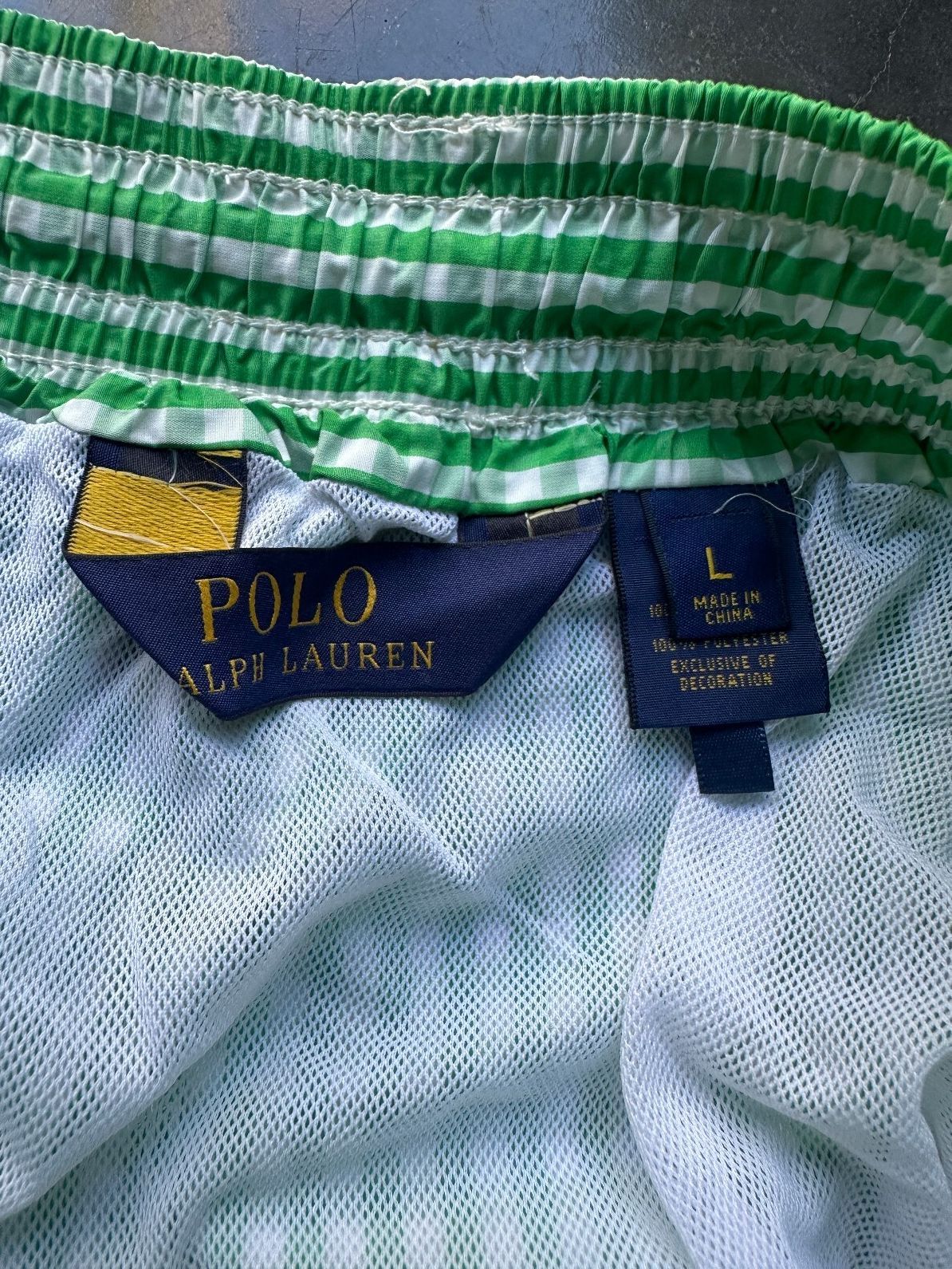 Polo Ralph Lauren Green Gingham Swim Trunks L