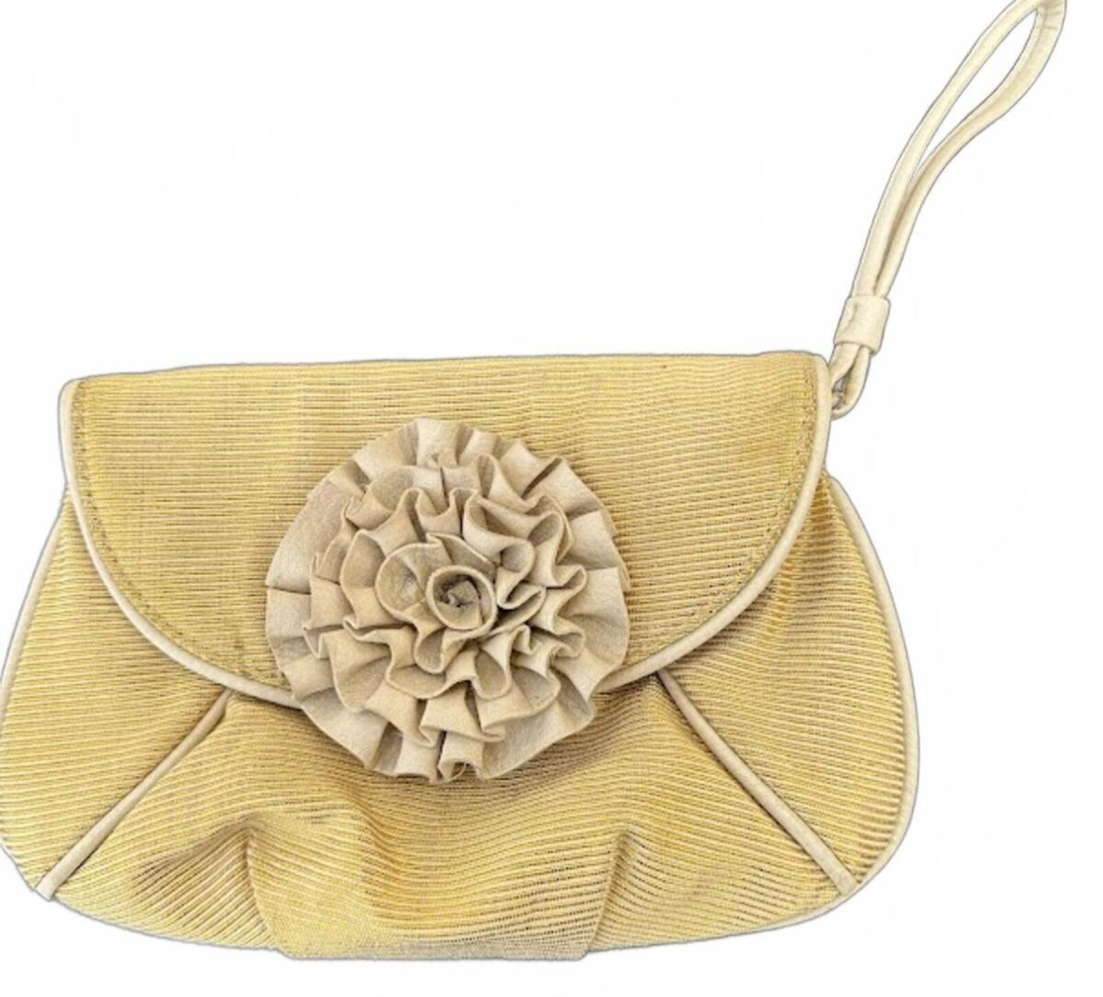 Loeffler Randall Gold Wristlet Clutch Flower