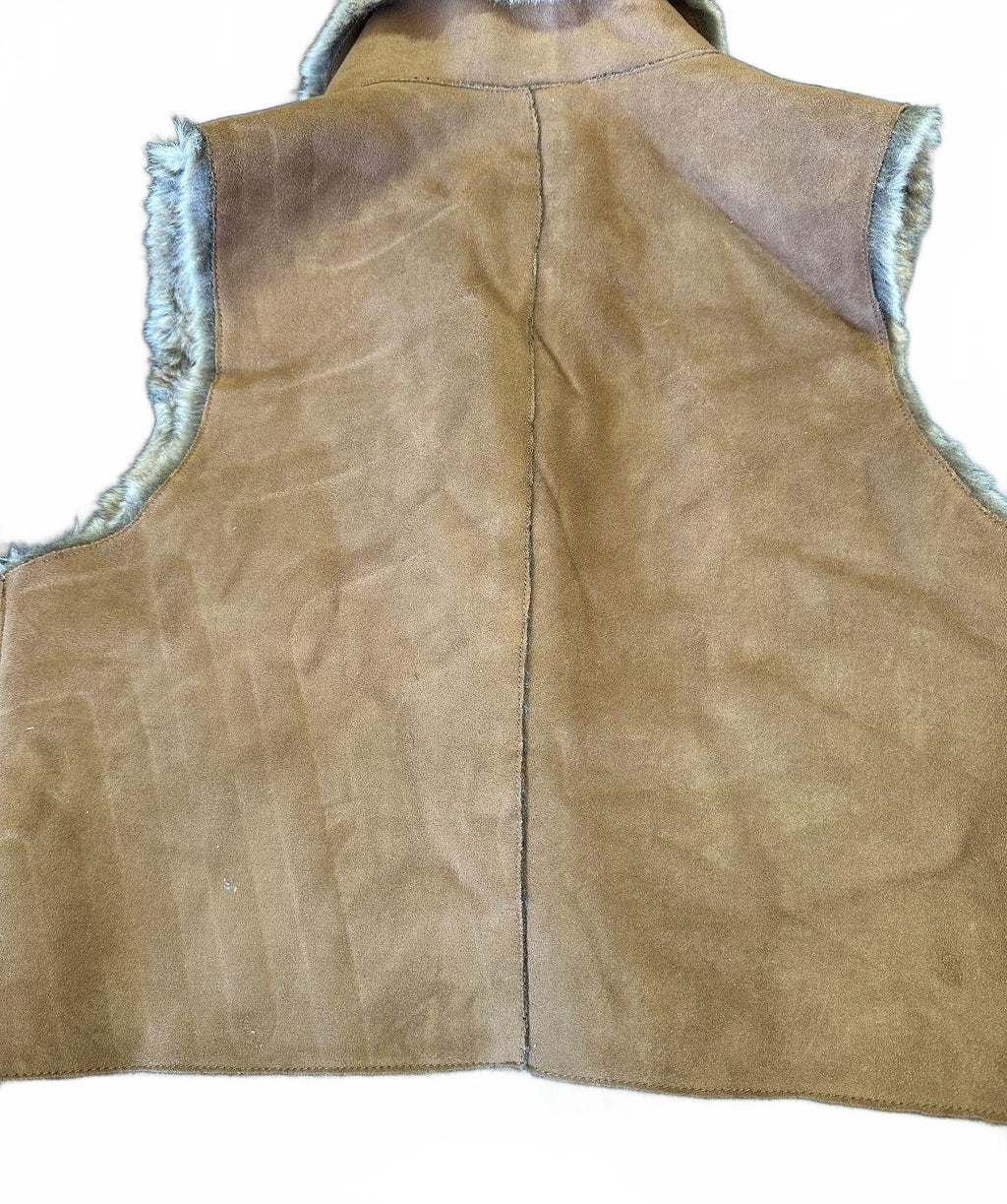 Women's Brown Suede Faux Fur Lined Vest Boho Western