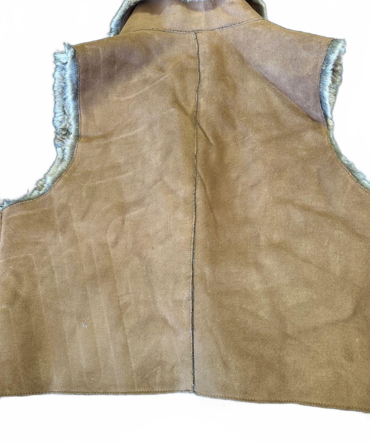 Women's Brown Suede Faux Fur Lined Vest Boho Western