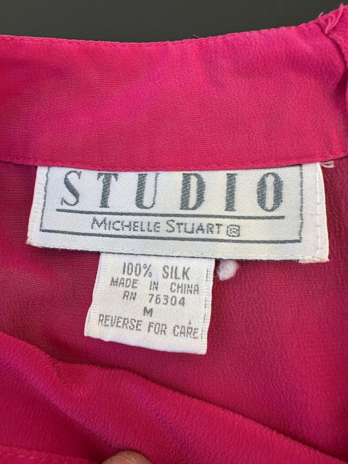 Michelle Stuart Silk Sleeveless Blouse Hot Pink M
