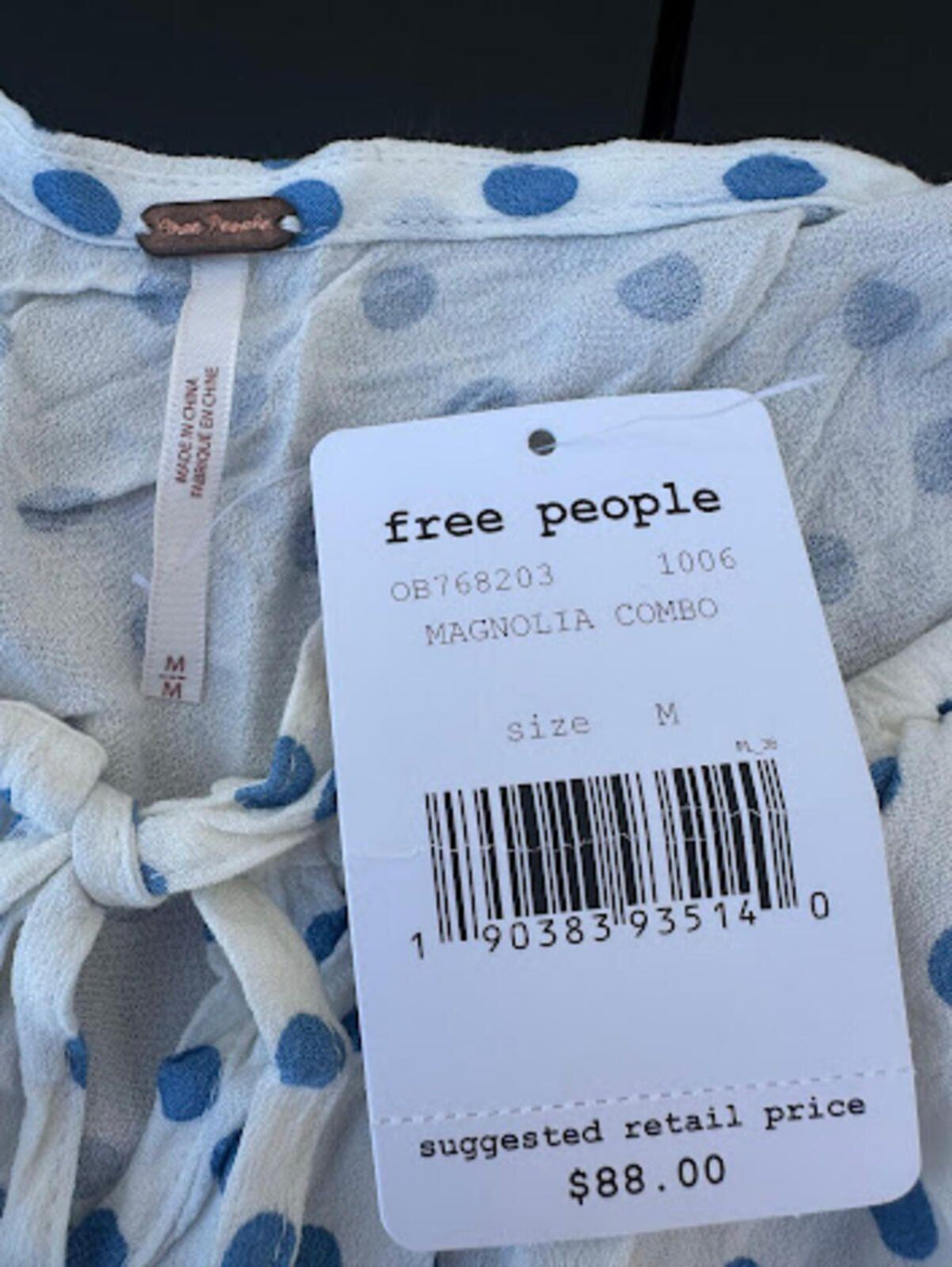 Free People Magnolia Combo Smocked Top NWT