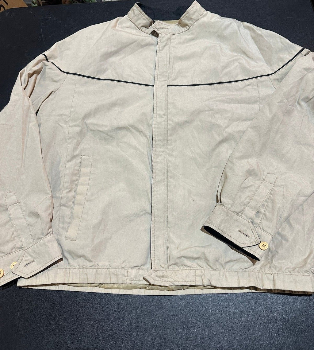 Vintage London Fog Khaki Jacket 40R Black Piping